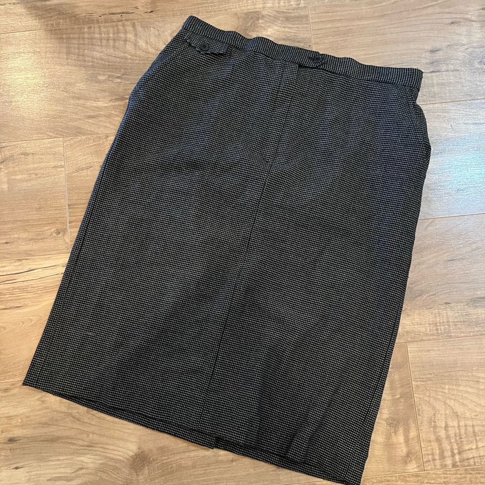 Vintage Koret Pencil Skirt Gray Mini Check Pattern Two Hip Pockets Sz 14